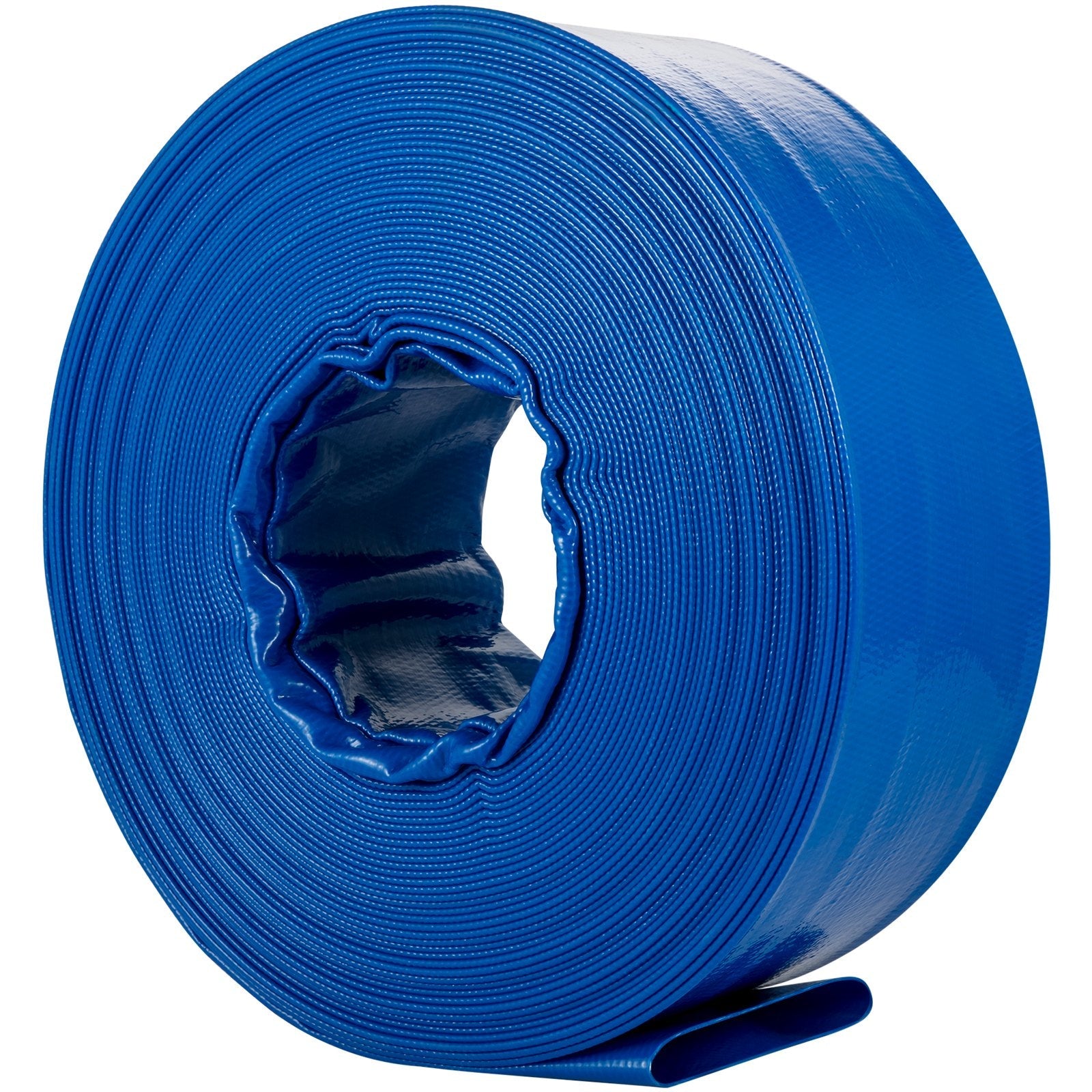 VEVOR Discharge Hose, 4 " x 105 ', PVC Lay Flat Hose, Heavy Duty Backwash Drain Hose with Clamps, Weather-proof & Burst-proof, Ideal for Swimming Pool & Water Transfer, Blue 