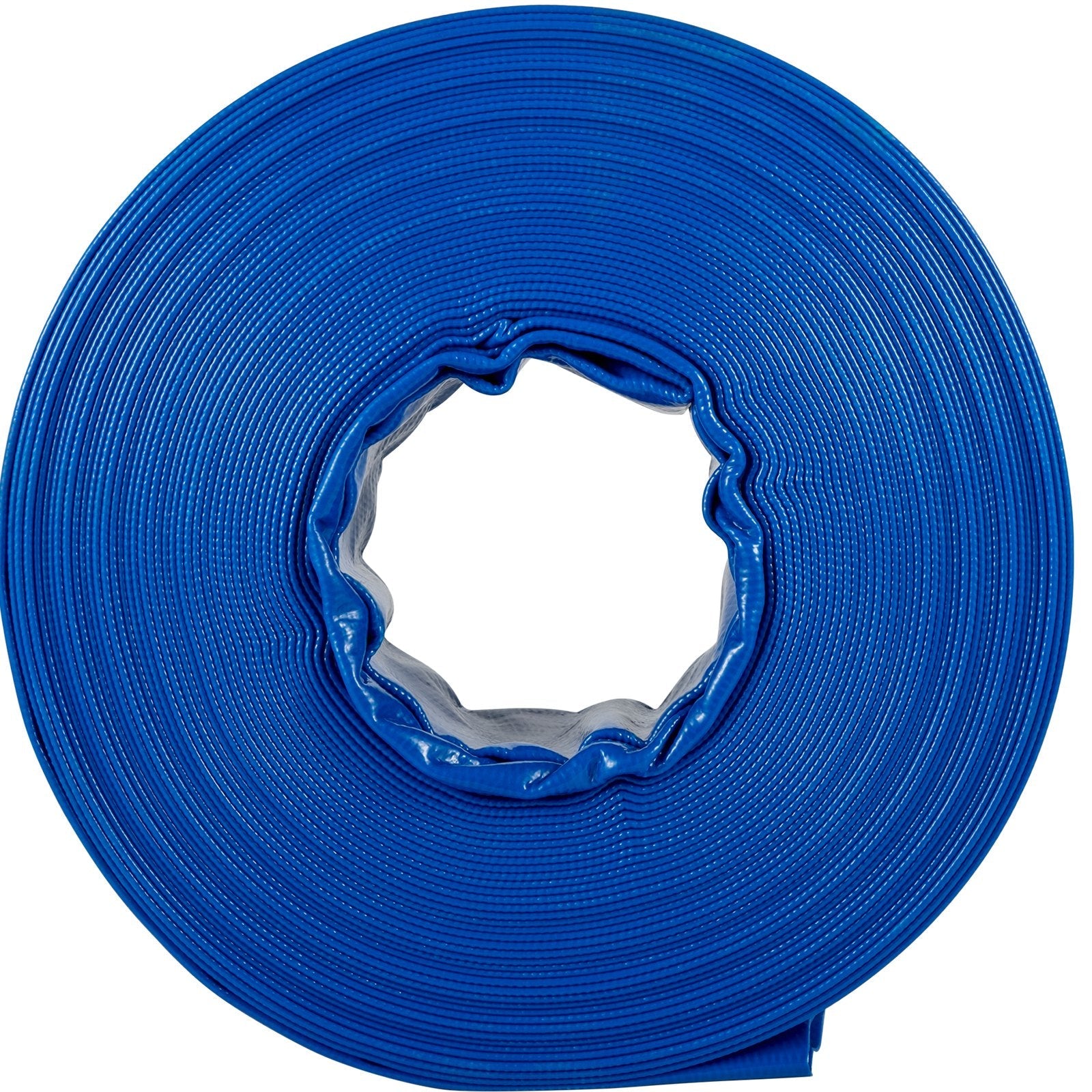 VEVOR Discharge Hose, 4 " x 105 ', PVC Lay Flat Hose, Heavy Duty Backwash Drain Hose with Clamps, Weather-proof & Burst-proof, Ideal for Swimming Pool & Water Transfer, Blue 