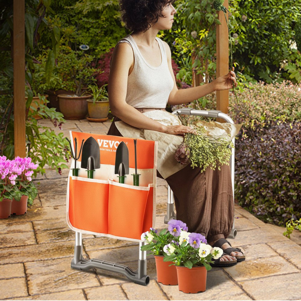 VEVOR Garden Kneeler and Seat, 10" EVA Wide Pad, 330 lbs Load Capacity Foldable Garden Stool, Kneeling Bench for Gardening with Tool Bag, Gifts for Women, Grandparents, Seniors, Mom and Dad 