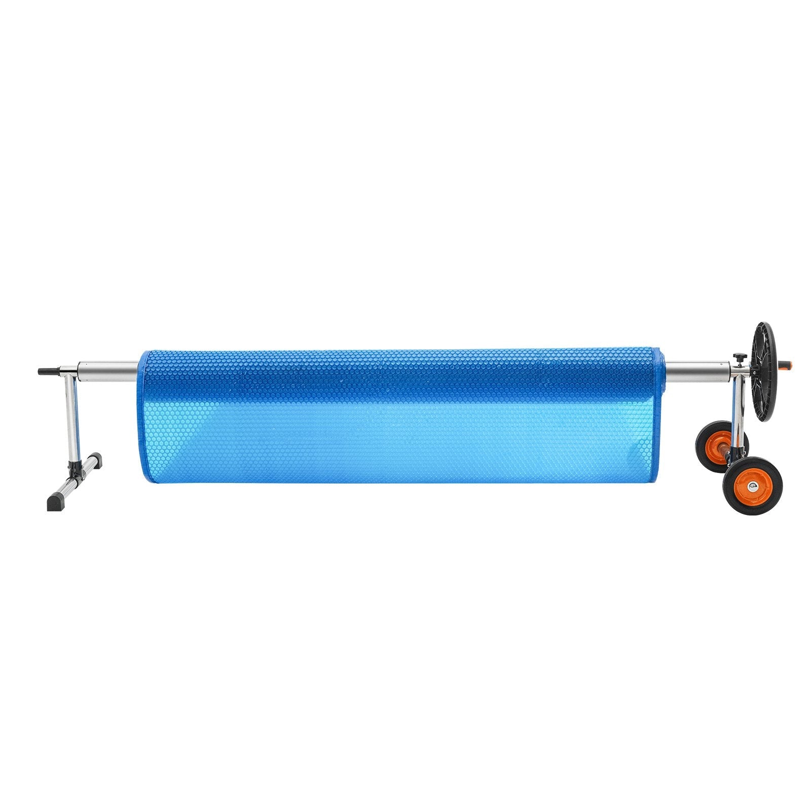 VEVOR Pool Cover Reel, Aluminum Solar Cover Reel 14 ft, Inground Swimming Pool Cover Reel Set with Rubber Wheels and Sandbags, Fits for 3-14 ft Width Swimming Pools 