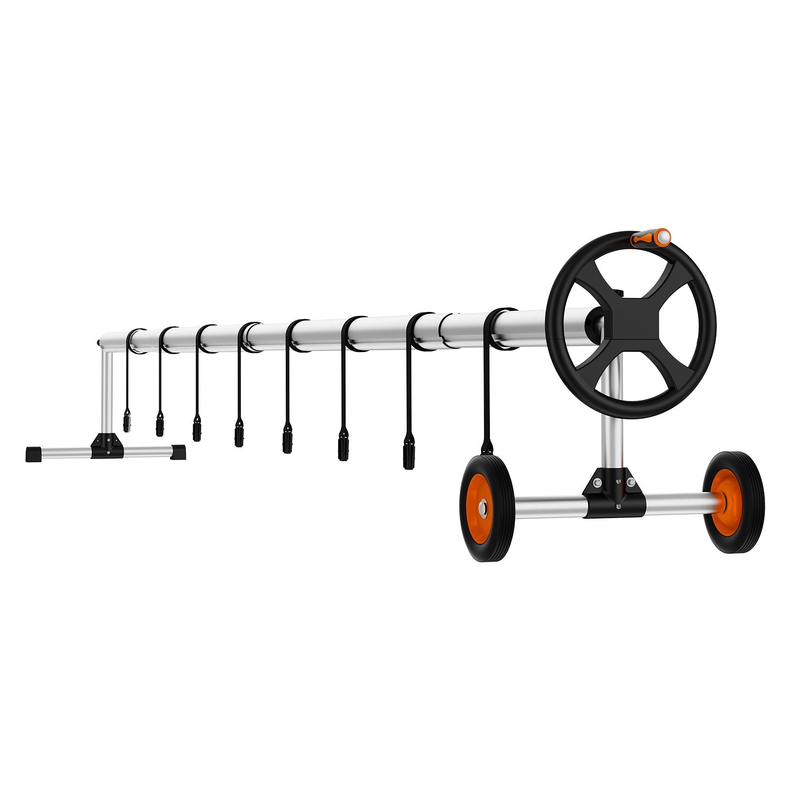 VEVOR Pool Cover Reel, Aluminum Solar Cover Reel 18 ft, Inground Swimming Pool Cover Reel Set with Rubber Wheels and Sandbags, Fits for 4-18 ft Width Swimming Pools 