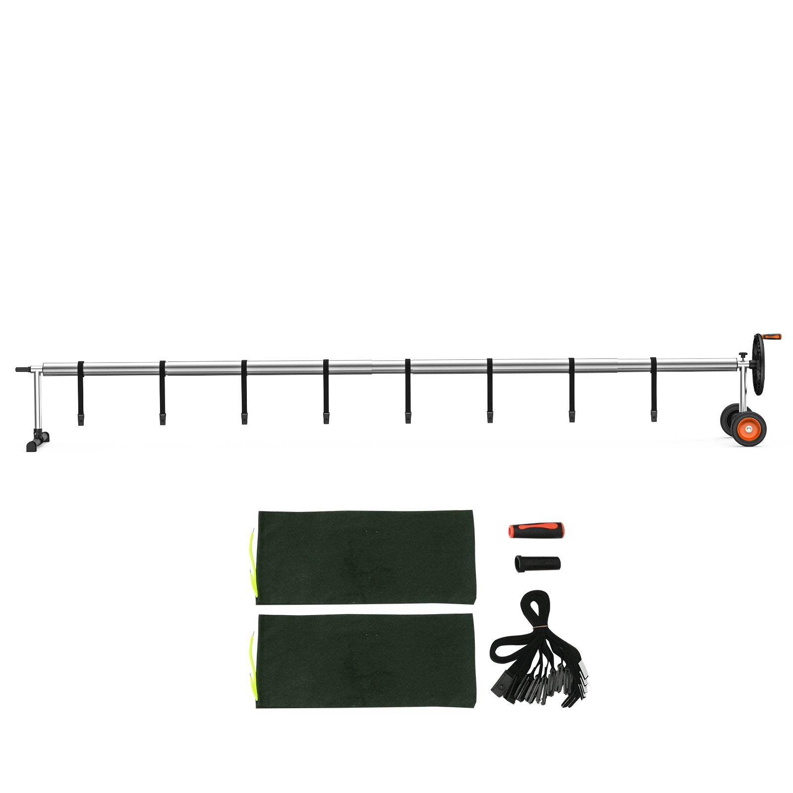 VEVOR Pool Cover Reel, Aluminum Solar Cover Reel 18 ft, Inground Swimming Pool Cover Reel Set with Rubber Wheels and Sandbags, Fits for 4-18 ft Width Swimming Pools 