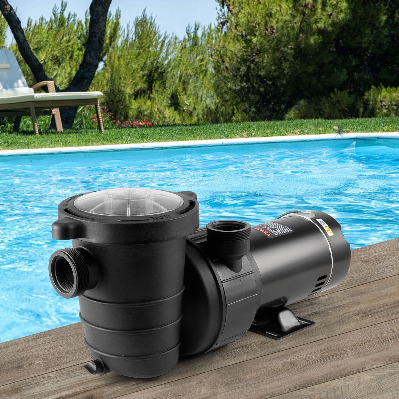 VEVOR Above Ground Pool Pump, 1HP, 80 GPM Max. Flow Single Speed Swimming Pool Pump, 120V 3450 RPM 36 ft Max. Head Lift Pool Pump with Filter Basket, for Above Ground Pools Hot Tubs Spas 