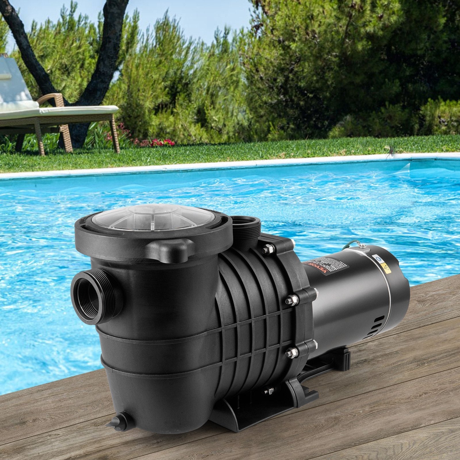 VEVOR Above Ground Pool Pump, 1.5 HP, 100 GPM Single Speed Swimming Pool Pump, 110V/240V 3450 RPM 50.9 ft Max Head Pool Pump with Filter Basket, for Above Ground Pools Hot Tubs Spas 