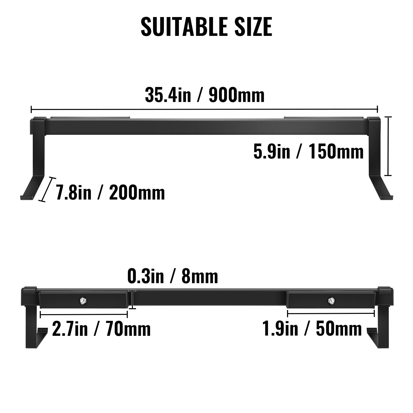 VEVOR Window Box Brackets 88lbs Planter Box Brackets 35.4 x 7.8 x 5.9 in Black Planter Mounting Bracket Iron Material Black Window Box Hanger Bracket for Flower Box Durable Window Box Holder 