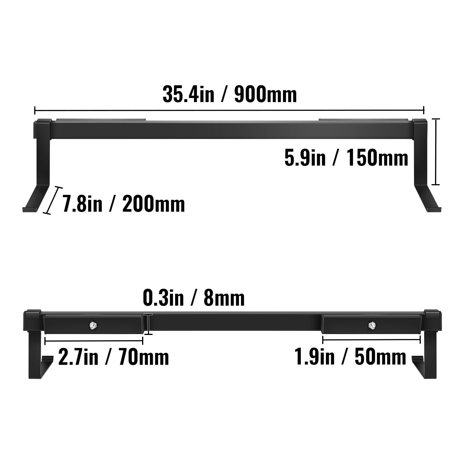 VEVOR Window Box Brackets 88lbs Planter Box Brackets 35.4 x 7.8 x 5.9 in Black Planter Mounting Bracket Iron Material Black Window Box Hanger Bracket for Flower Box Durable Window Box Holder 