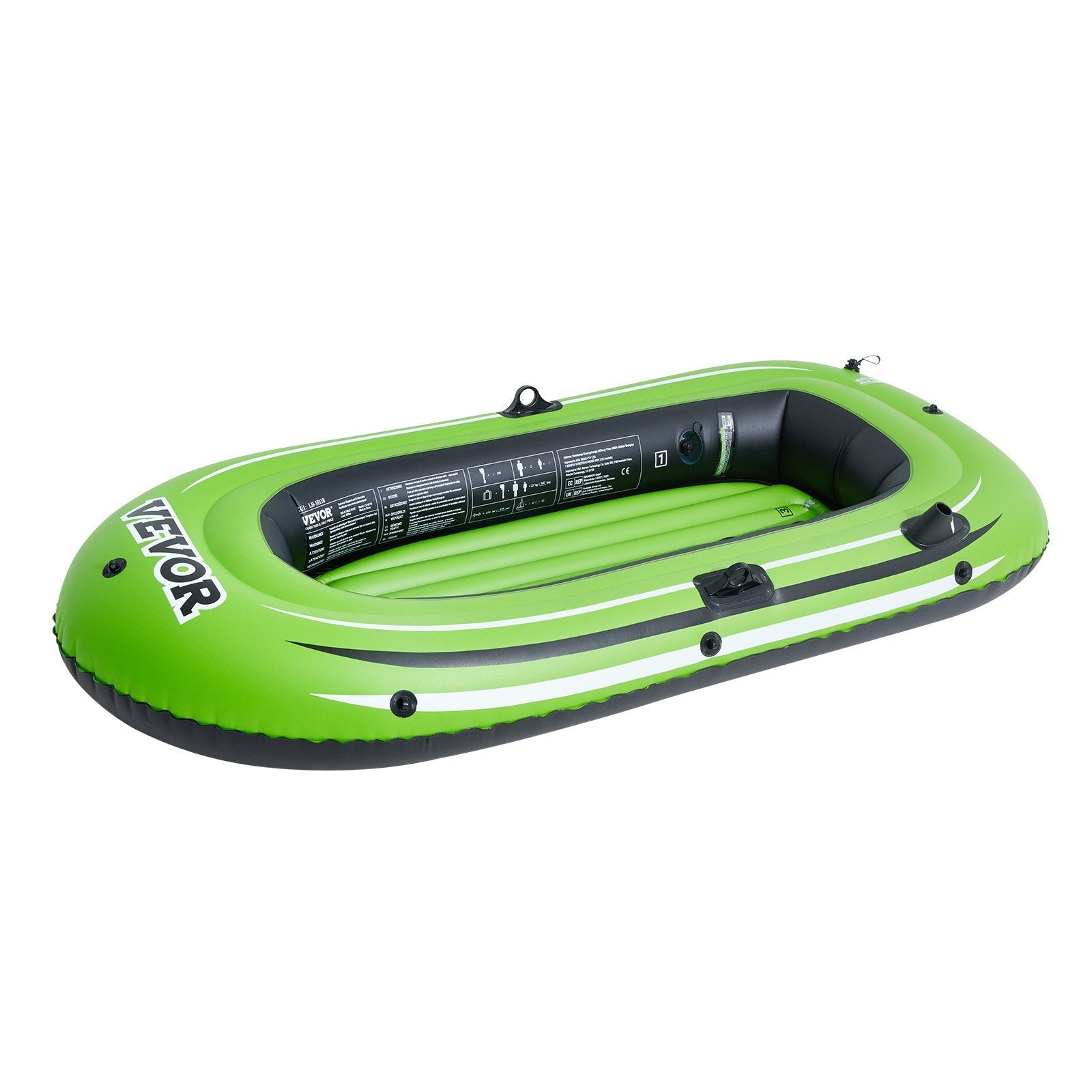 VEVOR Inflatable Boat, 2-Person Inflatable Fishing Boat, Strong PVC Portable Boat Raft Kayak, Includes 45.6 in Aluminum Oars, High-Output Pump and Fishing Rod Holders, 500 lb Capacity for Adults, Kids 