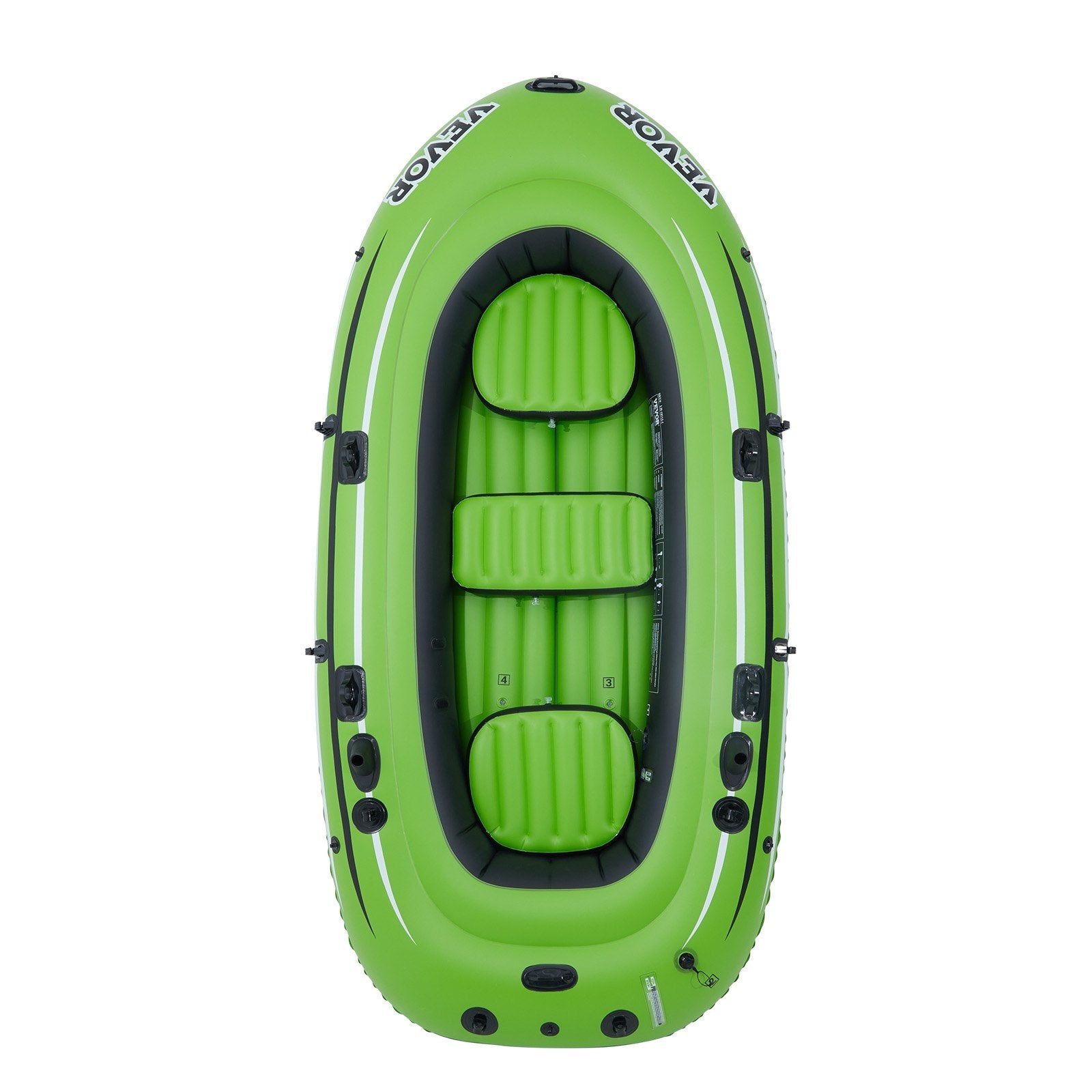 VEVOR Inflatable Boat, 5-Person Inflatable Fishing Boat, Strong PVC Portable Boat Raft Kayak, 45.6" Aluminum Oars, High-Output Pump, Fishing Rod Holders, and 2 Seats, 1100 lb Capacity for Adults, Kids 