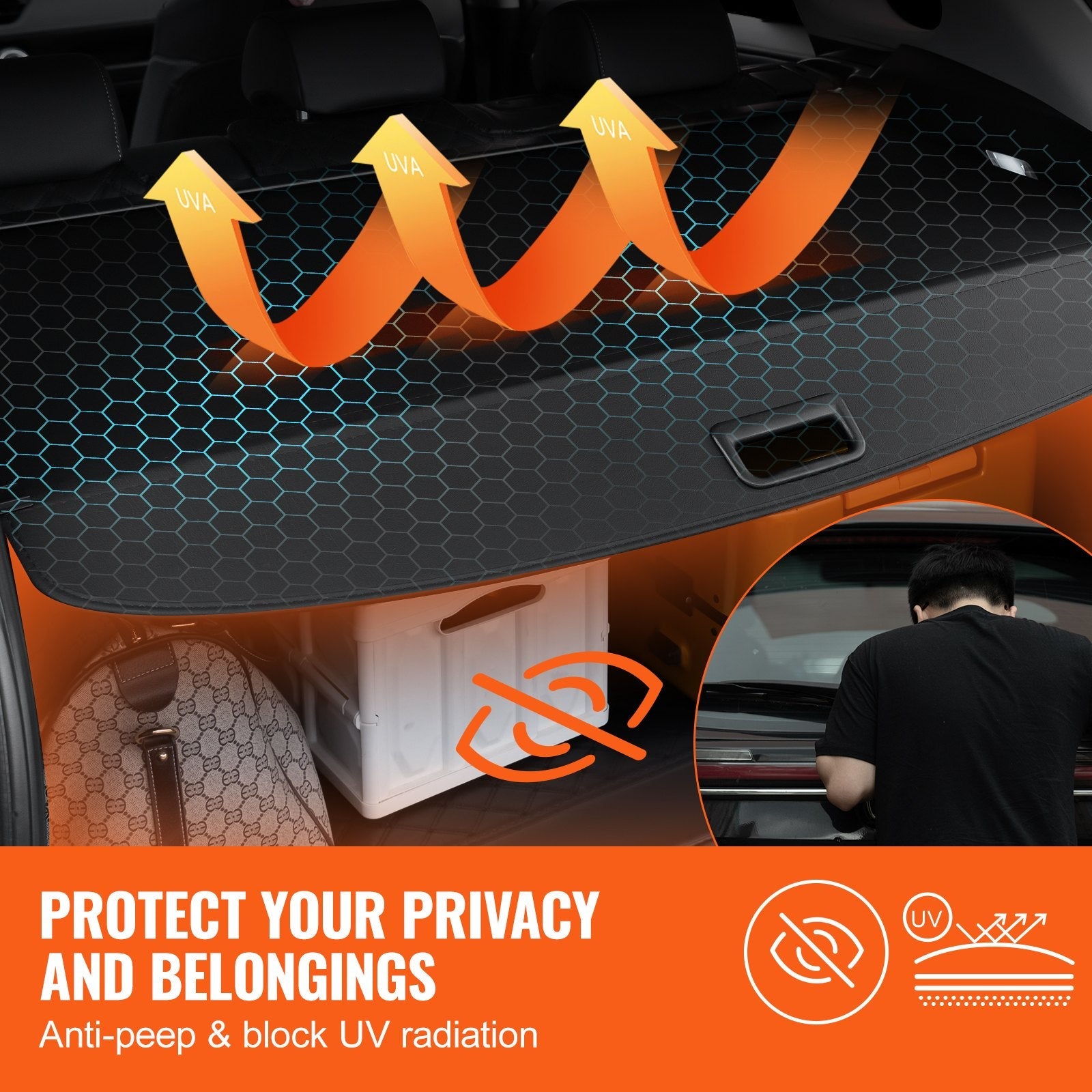 VEVOR Retractable Cargo Cover for Toyota RAV4 2019-2024 Upgrade Rear Trunk Cover 