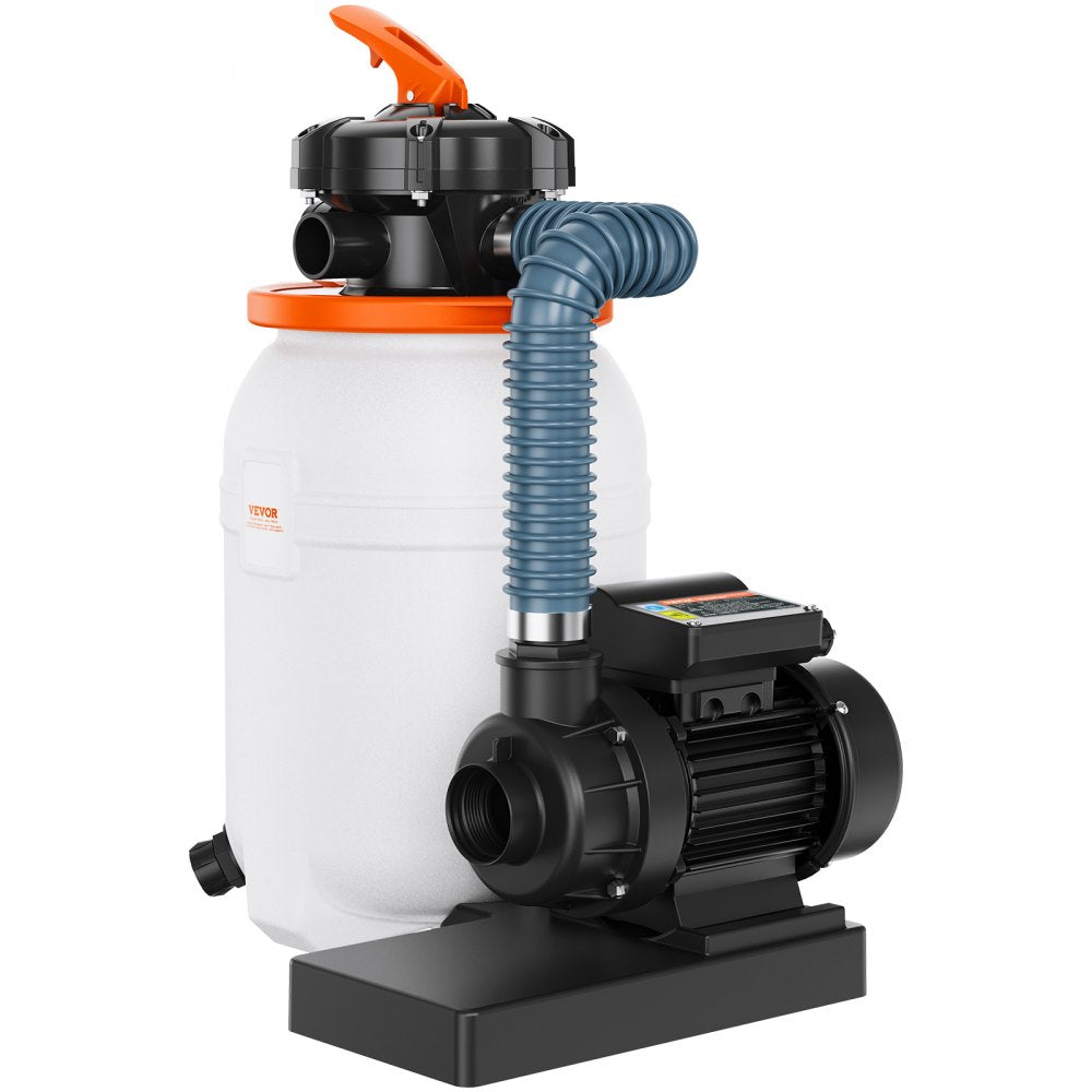 VEVOR Sand Filter Pump for Above Ground Pools, 10-inch, 1585 GPH, 0.33 HP Swimming Pool Pumps System & Filters Combo Set with 6-Way Multi-Port Valve & Pressure Gauge, for Domestic and Commercial Pools 