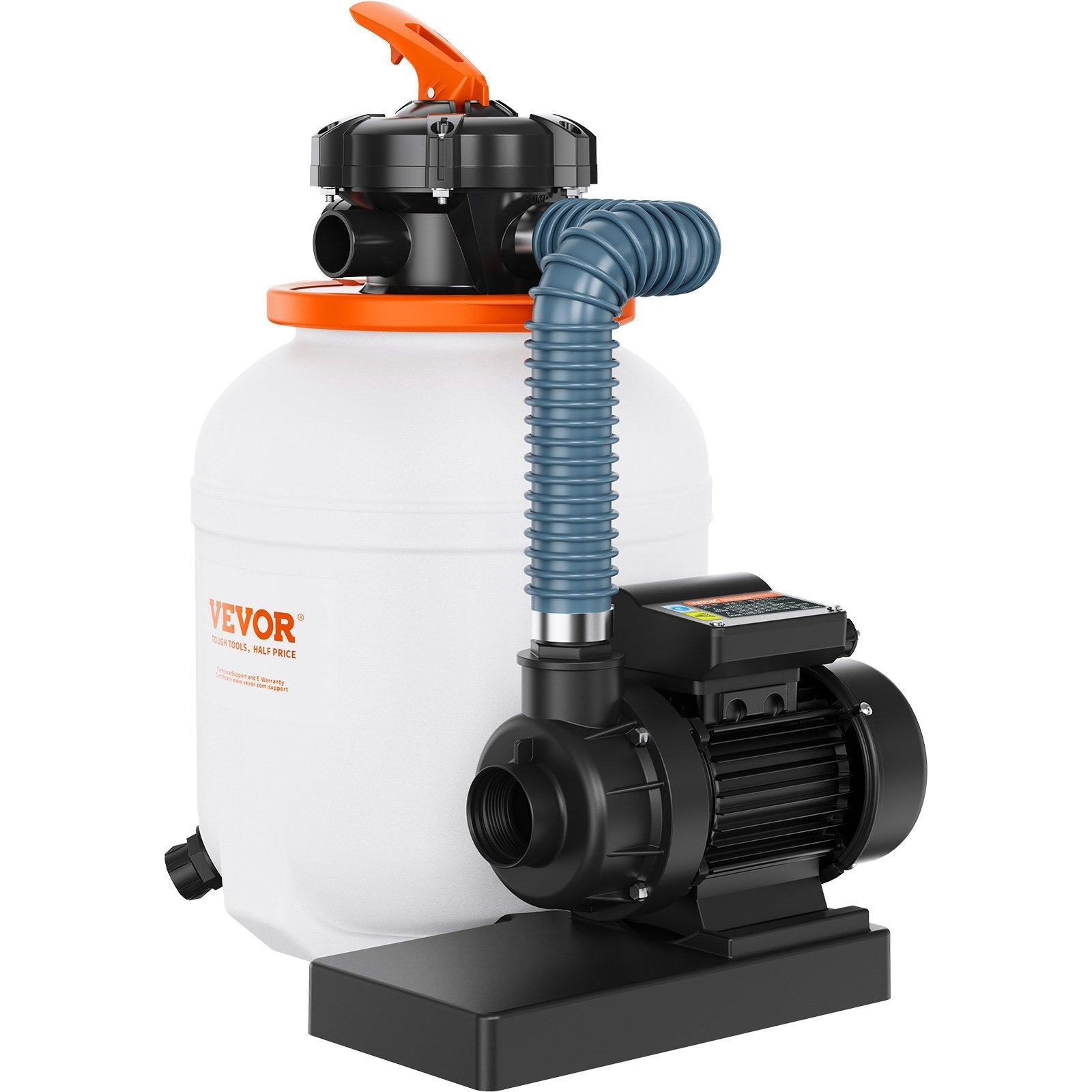 VEVOR Sand Filter Pump for Above Ground Pools, 12-inch, 1585 GPH, 0.33 HP Swimming Pool Pumps System & Filters Combo Set with 6-Way Multi-Port Valve & Pressure Gauge, for Domestic and Commercial Pools 