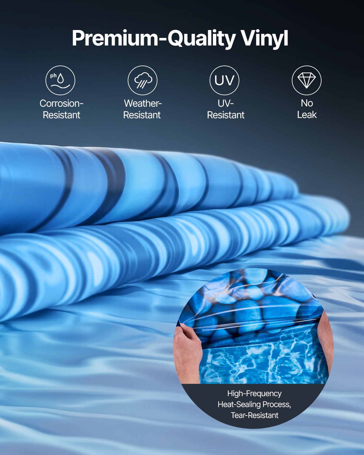VEVOR Oval Pool Liner 18x33ft Unibead Style Pool Liner 52in Wall Height 
