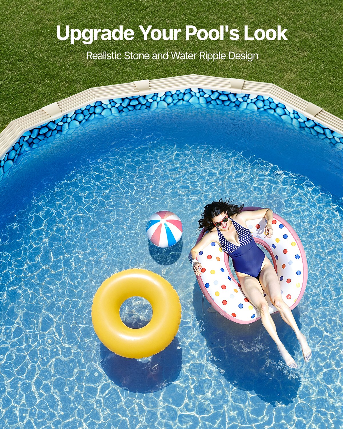 VEVOR Oval Pool Liner 18x33ft Unibead Style Pool Liner 52in Wall Height 