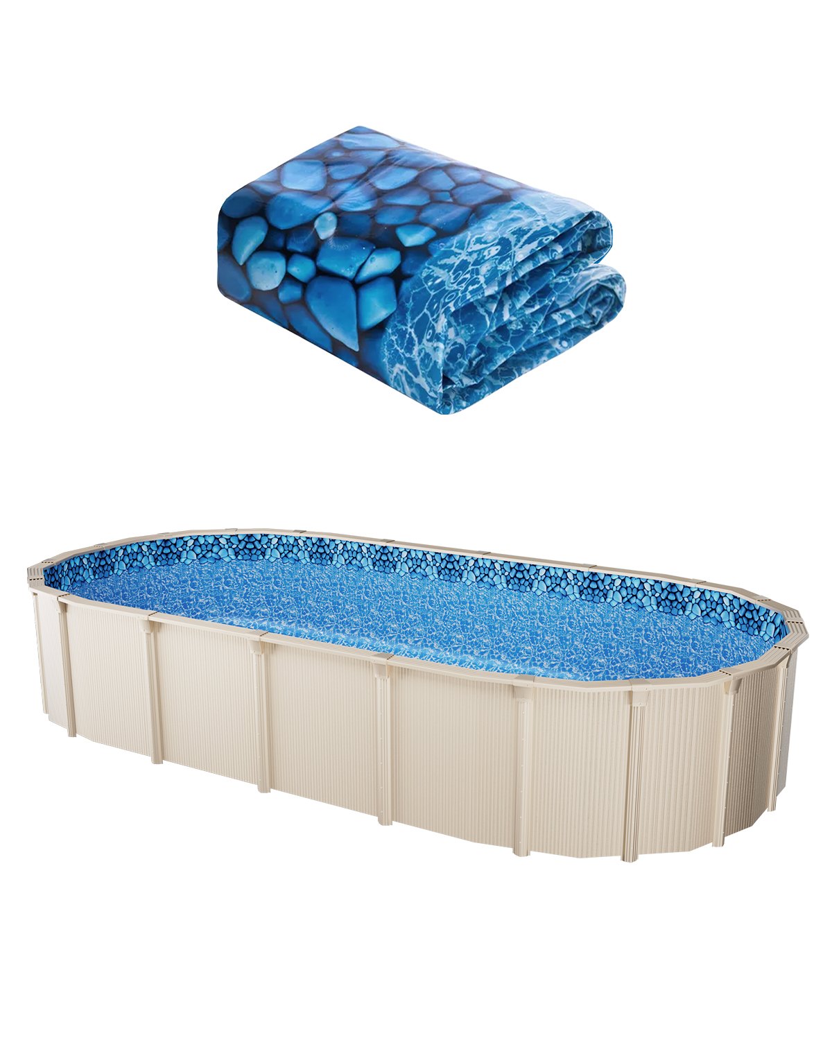VEVOR Oval Pool Liner 18x33ft Unibead Style Pool Liner 52in Wall Height 