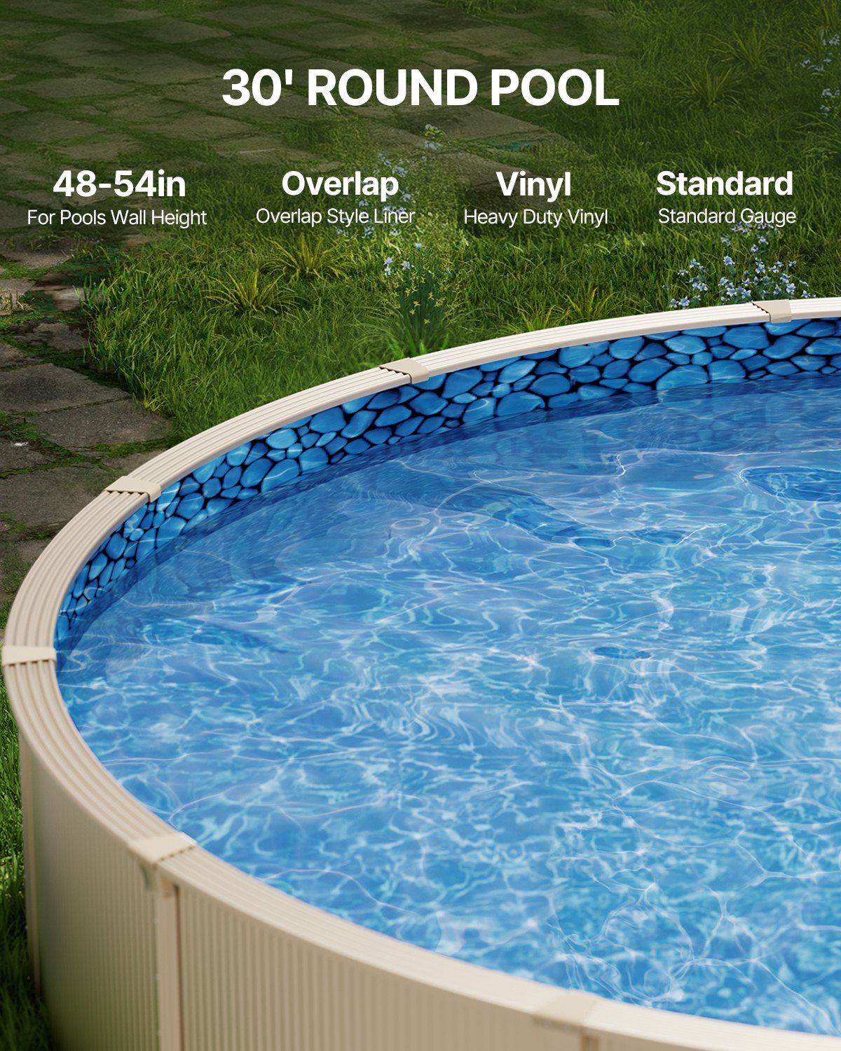 VEVOR Round Pool Liner 30ft Overlap Style Pool Liner 54in Wall Height 