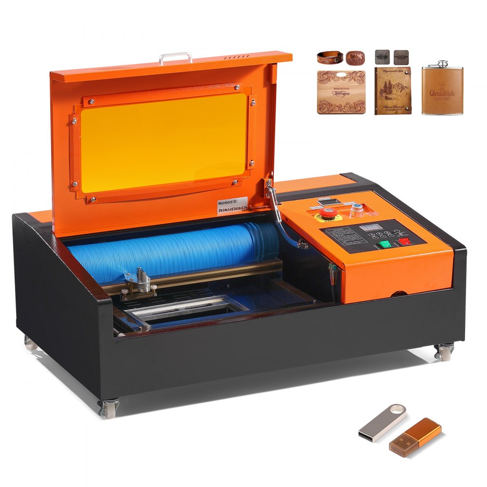 VEVOR 40W Desktop CO2 Laser Engraver, 12 x 8 in, 11.8 IPS Laser Cutter Machine with Water-Cooled Laser Tube, Compatible with CorelDRAW, Windows XP 7 8 10, EMF, JPG, PLT, WMF, for Wood Acrylic Fabric 