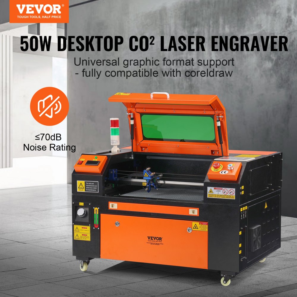 VEVOR 50W CO2 Laser Engraver, 12 x 20 in, 19.7 IPS Laser Cutter Machine with 2-Way Pass Air Assist, Compatible with LightBurn, CorelDRAW, AutoCAD, Windows, Mac OS, Linux, for Wood Acrylic Fabric More 