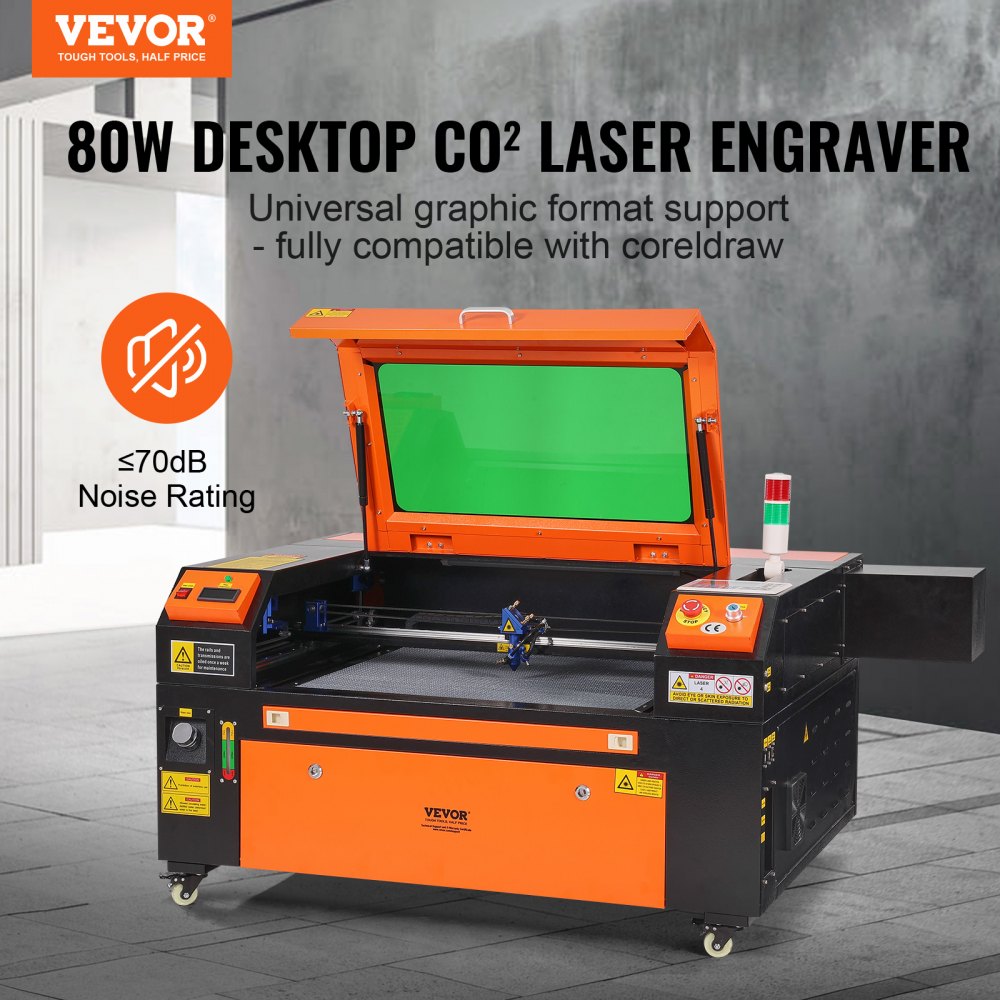 VEVOR 80W CO2 Laser Engraver, 20 x 28 in, 19.7 IPS Laser Cutter Machine with 2-Way Pass Air Assist, Compatible with LightBurn, CorelDRAW, AutoCAD, Windows, Mac OS, Linux, for Wood Acrylic Fabric More 