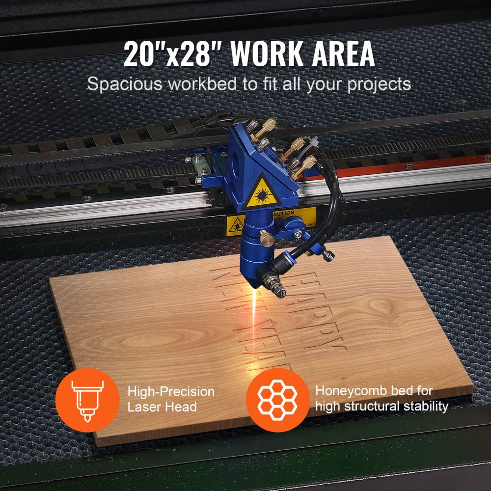 VEVOR 80W CO2 Laser Engraver, 20 x 28 in, 19.7 IPS Laser Cutter Machine with 2-Way Pass Air Assist, Compatible with LightBurn, CorelDRAW, AutoCAD, Windows, Mac OS, Linux, for Wood Acrylic Fabric More 