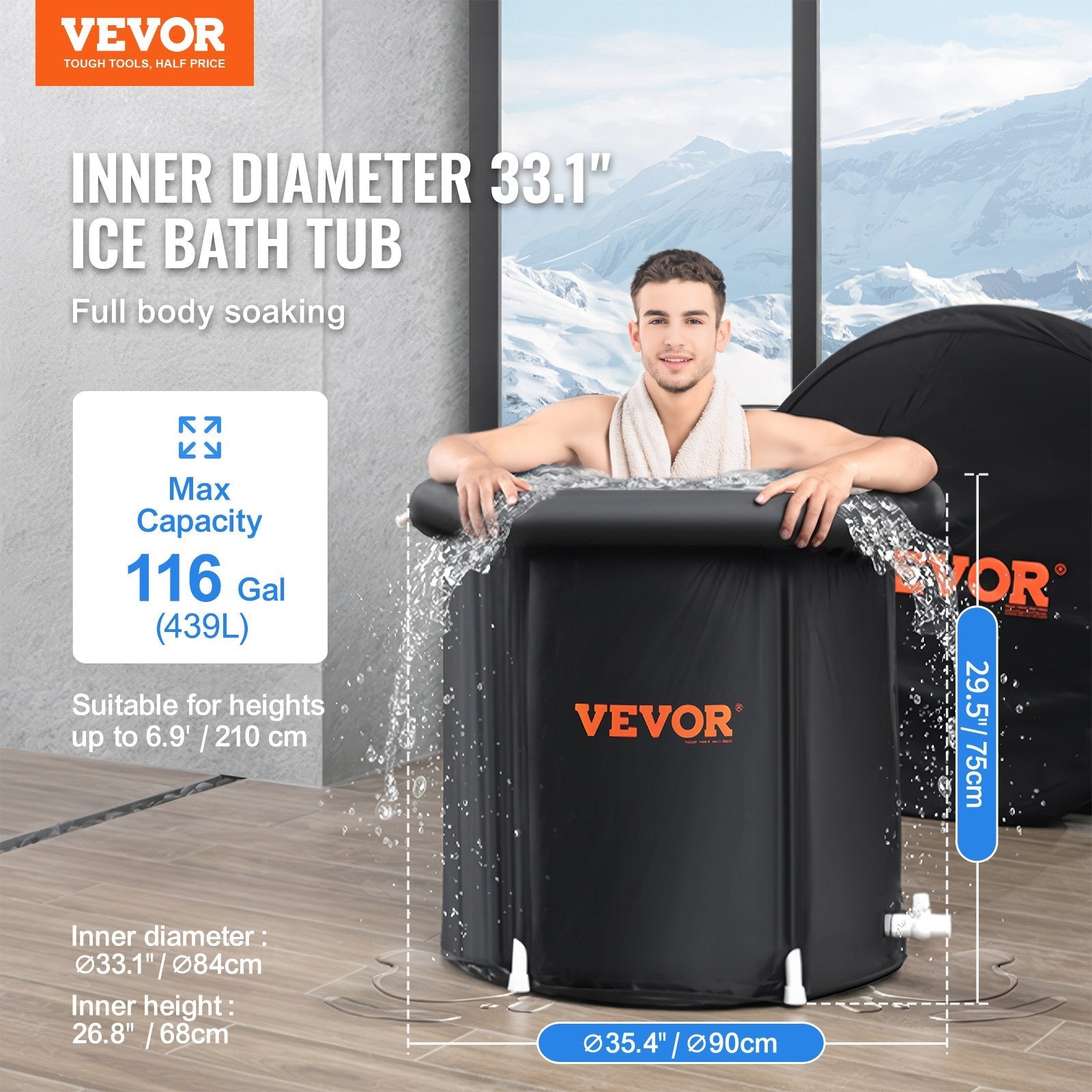 VEVOR Ice Bath Tub for Athlete Cold Water Therapy Plunge Tub Inflatable Bathtub 