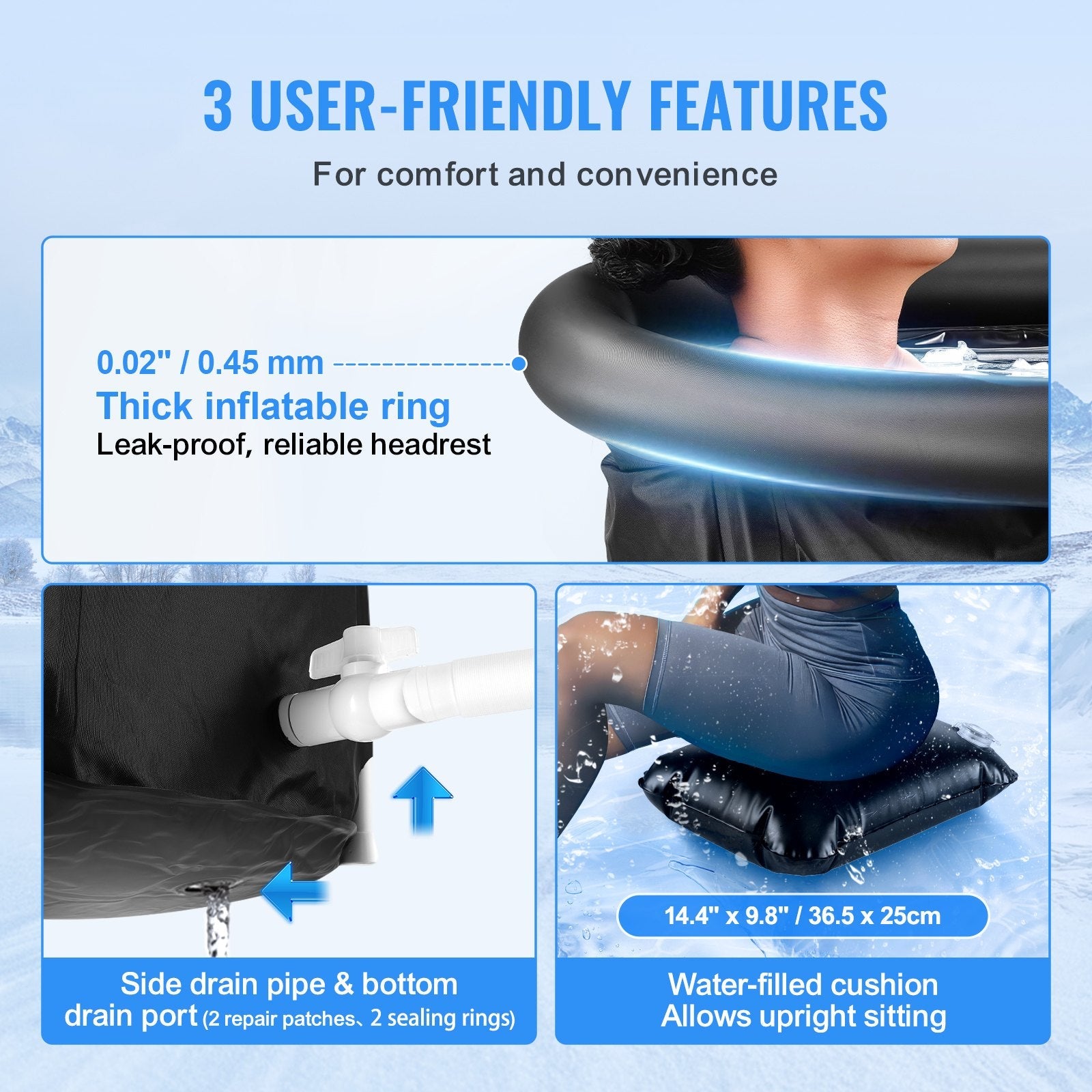 VEVOR Ice Bath Tub for Athlete Cold Water Therapy Plunge Tub Inflatable Bathtub 