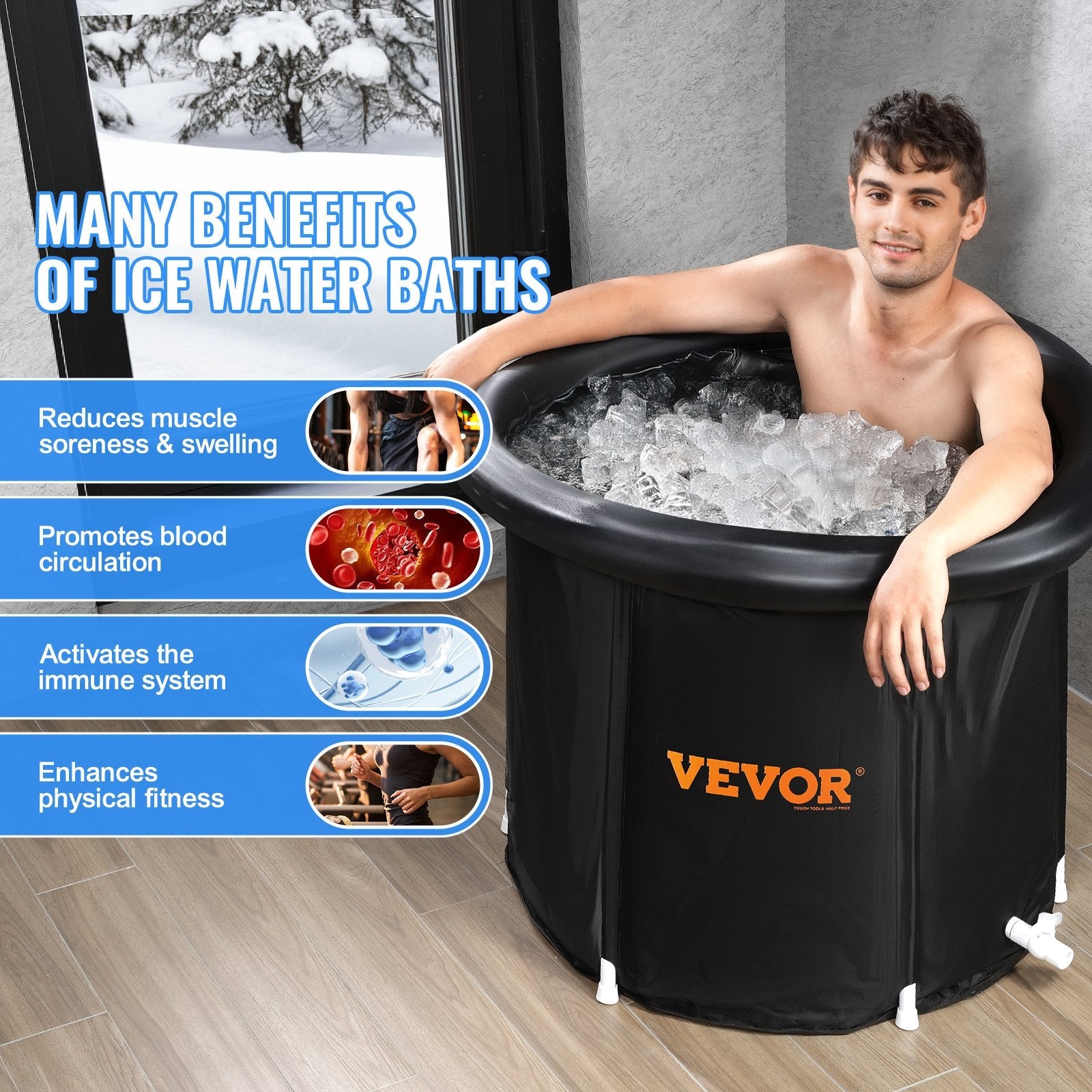 VEVOR Ice Bath Tub for Athlete Cold Water Therapy Plunge Tub Inflatable Bathtub 
