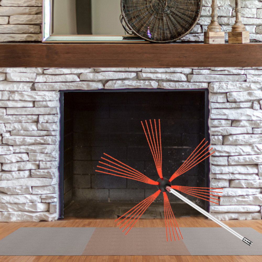 Chimney Brush Chimney Sweep Kit 33FT Sweeping Cleaning Tool 10 Rods+Extra Head 