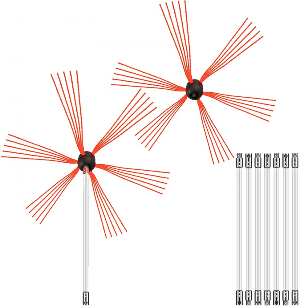 VEVOR Chimney Sweep Kit 23FT Chimney Cleaning Kit Nylon Sooteater Chimney Cleaning Kit Flexible Brush Head Chimney Sweeping Kit Easy Connecting Chimney Brush with 7 White Rods 