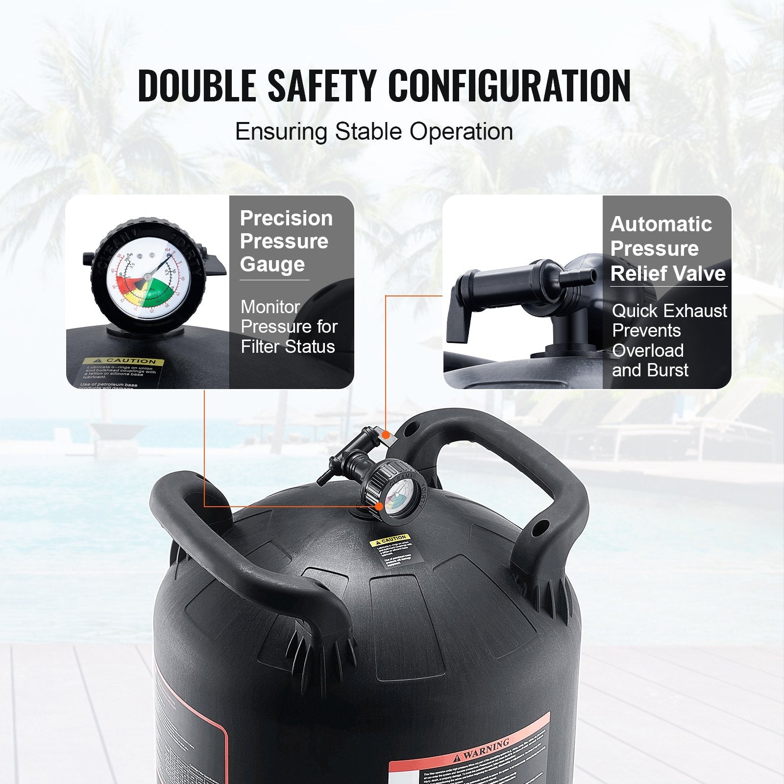 VEVOR Pool Cartridge Filter In/Above Ground Swimming Pool Filtration 525Sq.Ft 