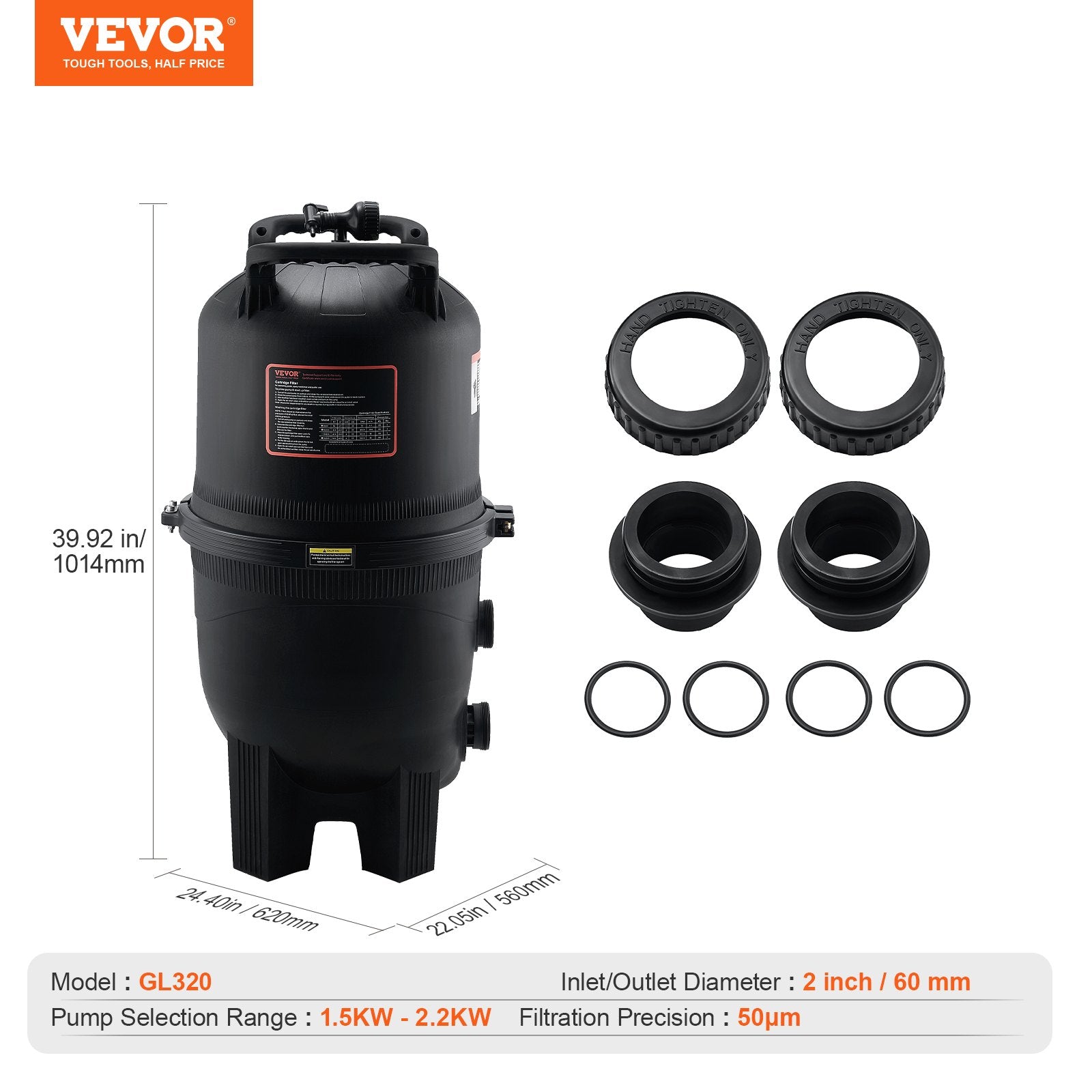 VEVOR Pool Cartridge Filter In/Above Ground Swimming Pool Filtration 325Sq.Ft 