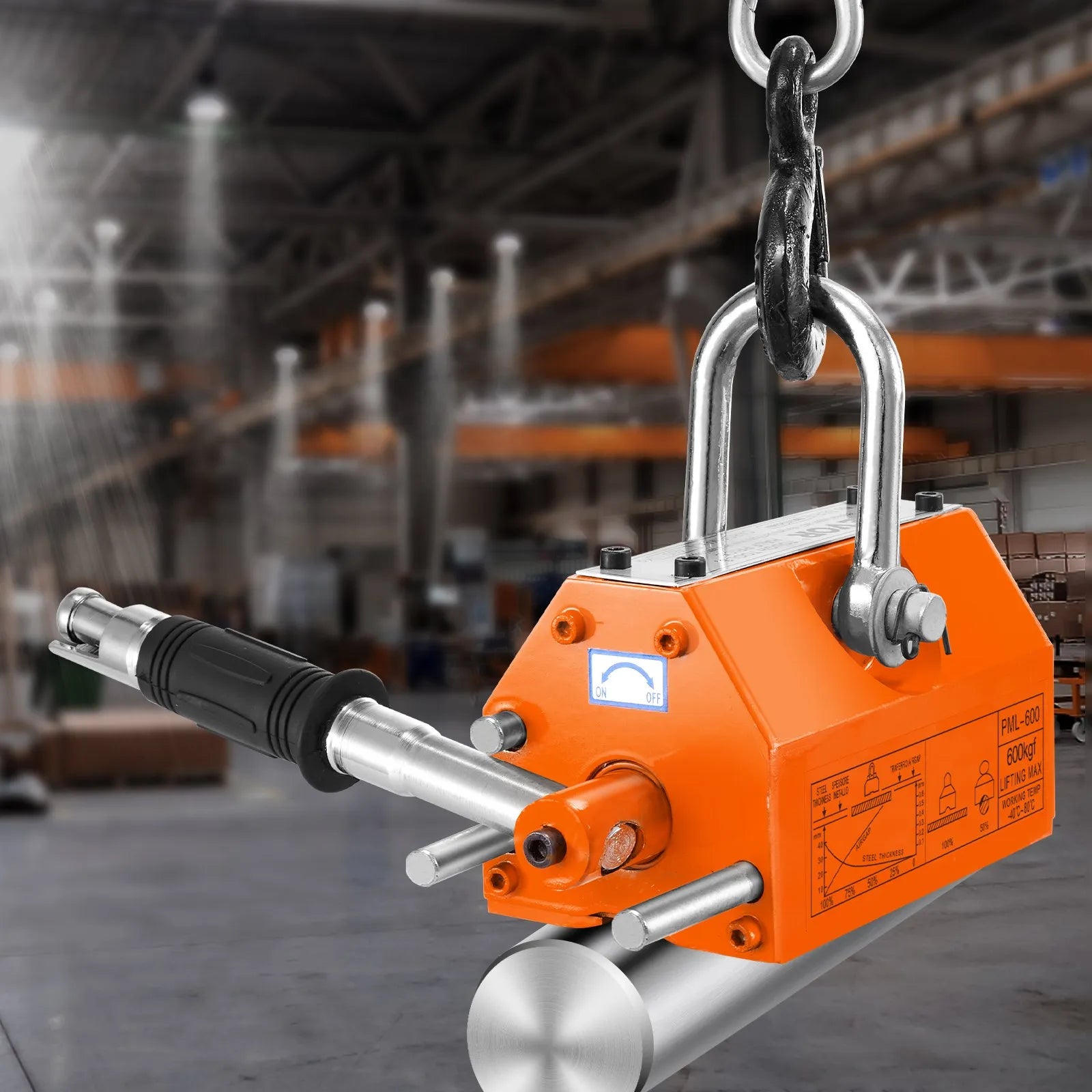 VEVOR Magnetic Lifter, 1320 lbs/600kg Pulling Capacity, 2.5 Safety Factor, Neodymium & Steel, Lifting Magnet with Release, Permanent Lift Magnets, Heavy Duty Magnet for Hoist, Shop Crane, Block, Board