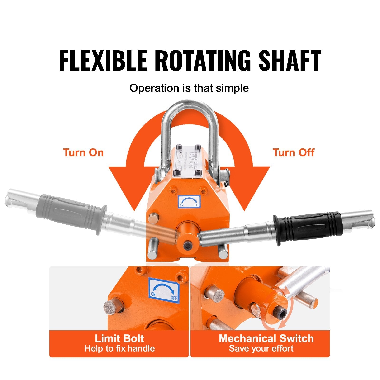 VEVOR Magnetic Lifter, 4400lbs/2000kg Pulling Capacity, 2.5 Safety Factor, Neodymium & Steel, Lifting Magnet with Release, Permanent Lift Magnets, Heavy Duty Magnet for Hoist, Shop Crane, Block, Board 