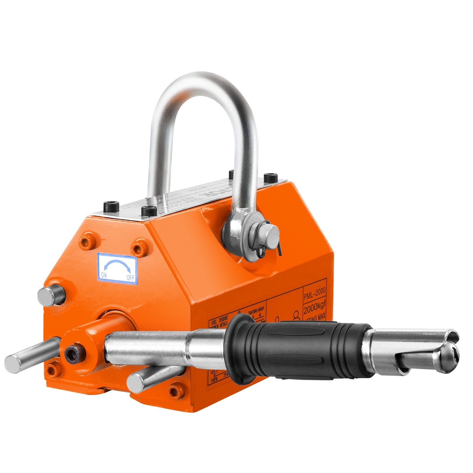 VEVOR Magnetic Lifter, 4400lbs/2000kg Pulling Capacity, 2.5 Safety Factor, Neodymium & Steel, Lifting Magnet with Release, Permanent Lift Magnets, Heavy Duty Magnet for Hoist, Shop Crane, Block, Board 