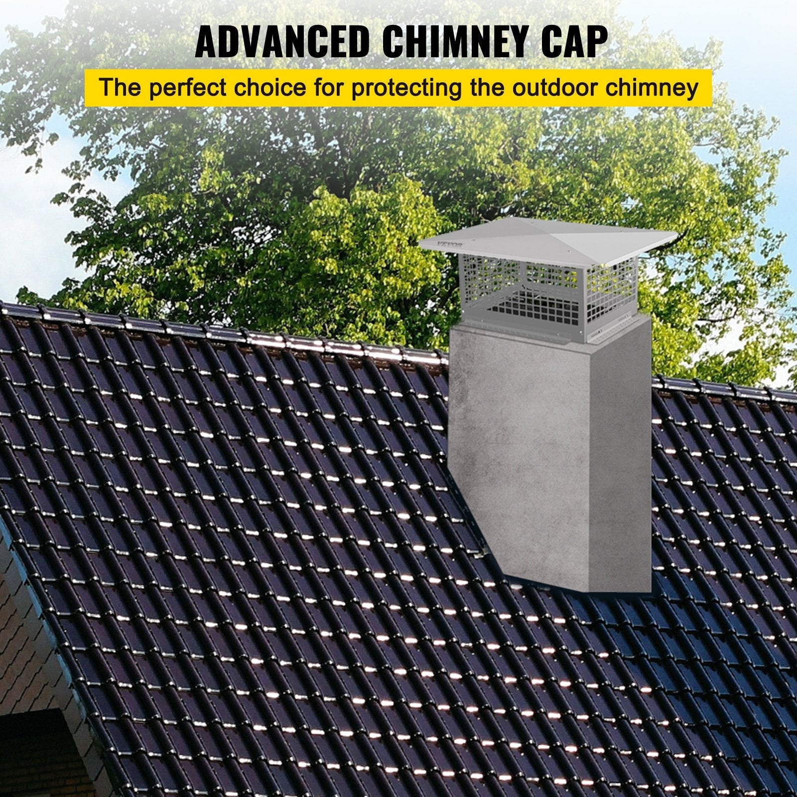 Vevor Chimney Cap Flue Caps 13"x17"fireplace Chimney Cover 304 Stainless Steel 