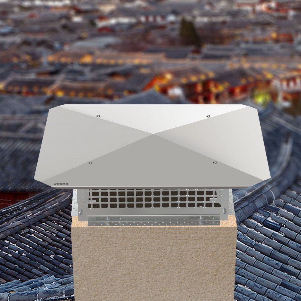 VEVOR Chimney Cap, 17" x 21" Flue Caps, 304 Stainless Steel Fireplace Chimney Cover, Adjustable Metal Spark Arrestor with Bolts Screws, Mesh Chimney Flue Cover for Outside Existing Clay Flue Tile 