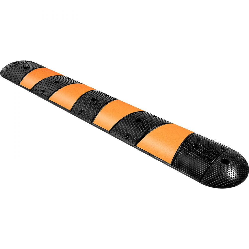 VEVOR Rubber Speed Bump, 1 Pack 2 Channel Speed Bump Hump, 72" Long Modular Speed Bump Rated 22000 LBS Loading, 72.8 x 12.2 x 2.2" Garage Speed Bump for Asphalt Concrete Gravel Driveway with 2 End Cap 