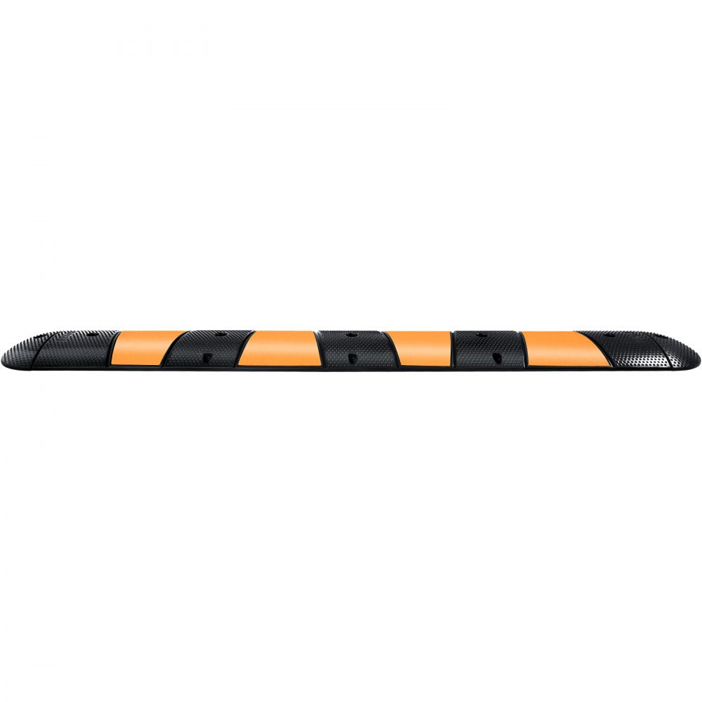 VEVOR Rubber Speed Bump, 1 Pack 2 Channel Speed Bump Hump, 72" Long Modular Speed Bump Rated 22000 LBS Loading, 72.8 x 12.2 x 2.2" Garage Speed Bump for Asphalt Concrete Gravel Driveway with 2 End Cap 