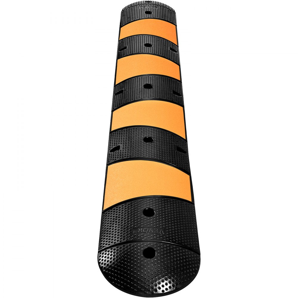 VEVOR Rubber Speed Bump, 1 Pack 2 Channel Speed Bump Hump, 72" Long Modular Speed Bump Rated 22000 LBS Loading, 72.8 x 12.2 x 2.2" Garage Speed Bump for Asphalt Concrete Gravel Driveway with 2 End Cap 