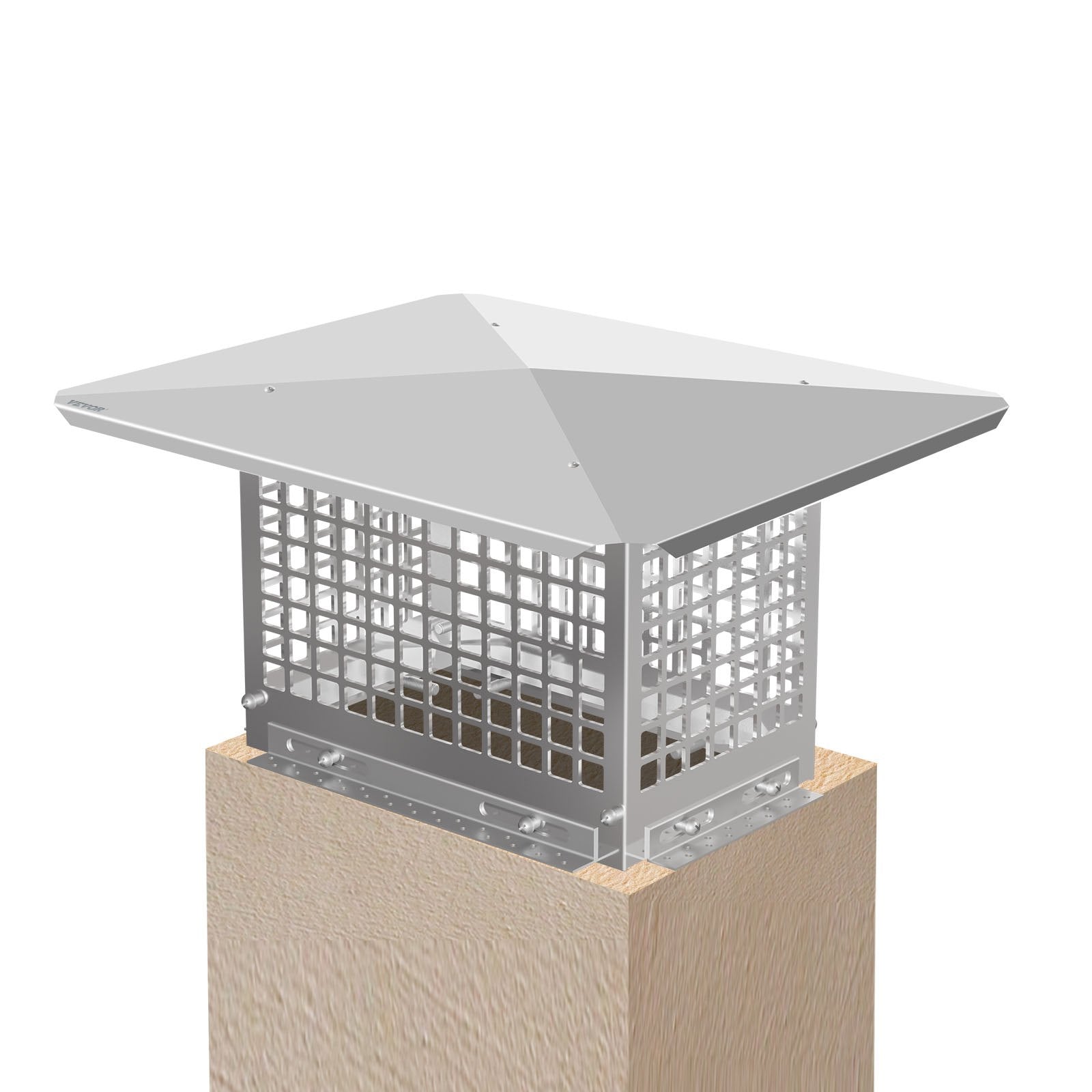 VEVOR Chimney Cap, 8" x 13" Flue Caps, 304 Stainless Steel Fireplace Chimney Cover, Adjustable Metal Spark Arrestor With Bolts Screws , Mesh Chimney Flue Cover for Outside Existing Clay Flue Tile 