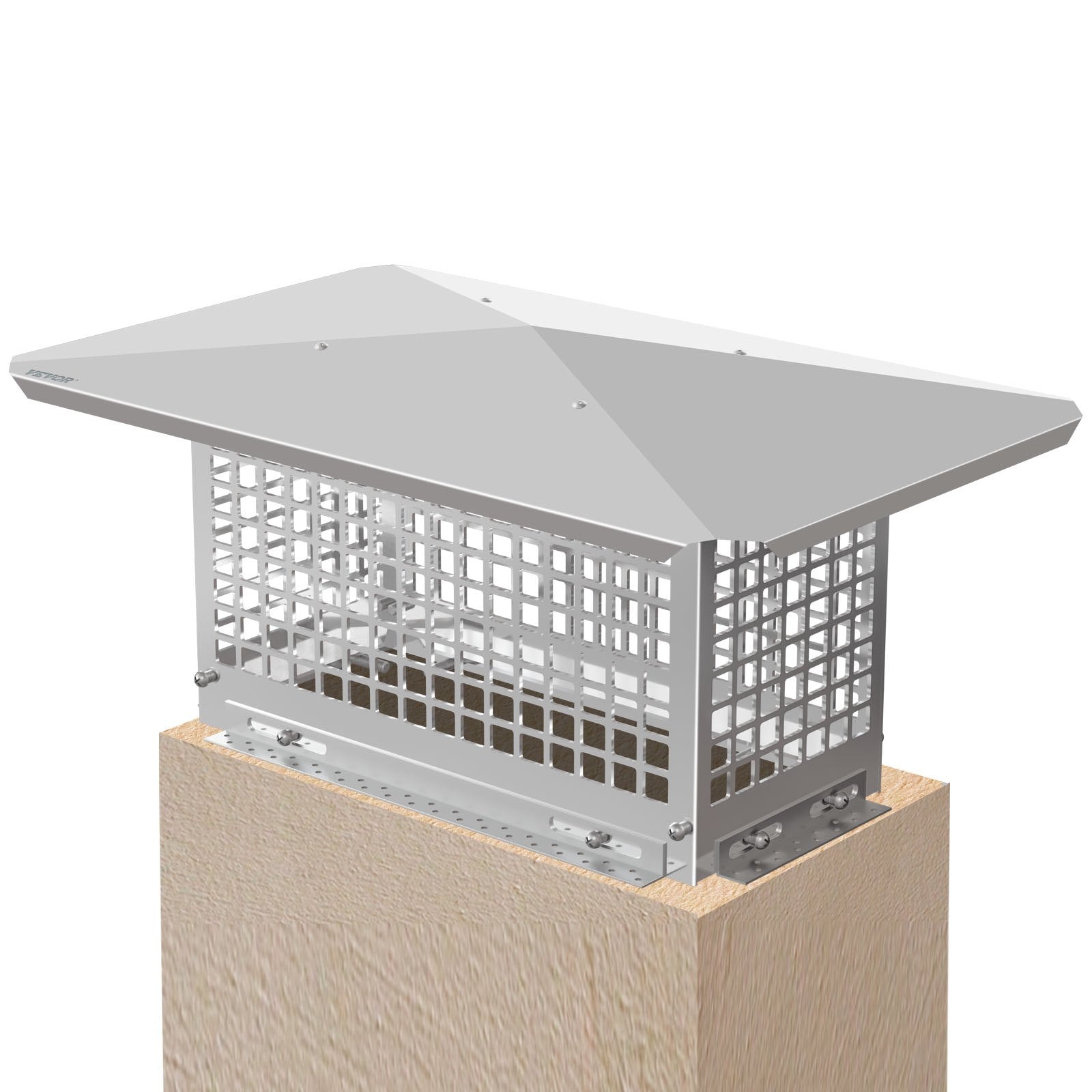 VEVOR Chimney Cap, 8" x 17" Flue Caps, 304 Stainless Steel Fireplace Chimney Cover, Adjustable Metal Spark Arrestor With Bolts Screws , Mesh Chimney Flue Cover for Outside Existing Clay Flue Tile 