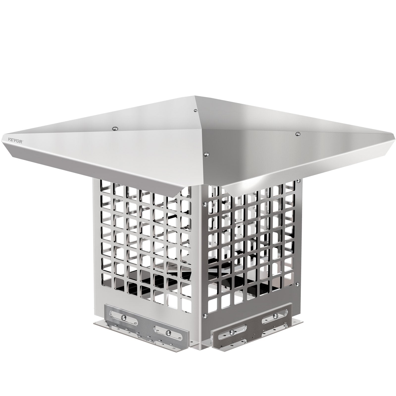 VEVOR Chimney Cap, 8" x 8" Flue Caps, 304 Stainless Steel Fireplace Chimney Cover, Adjustable Metal Spark Arrestor With Bolts Screws , Mesh Chimney Flue Cover for Outside Existing Clay Flue Tile 