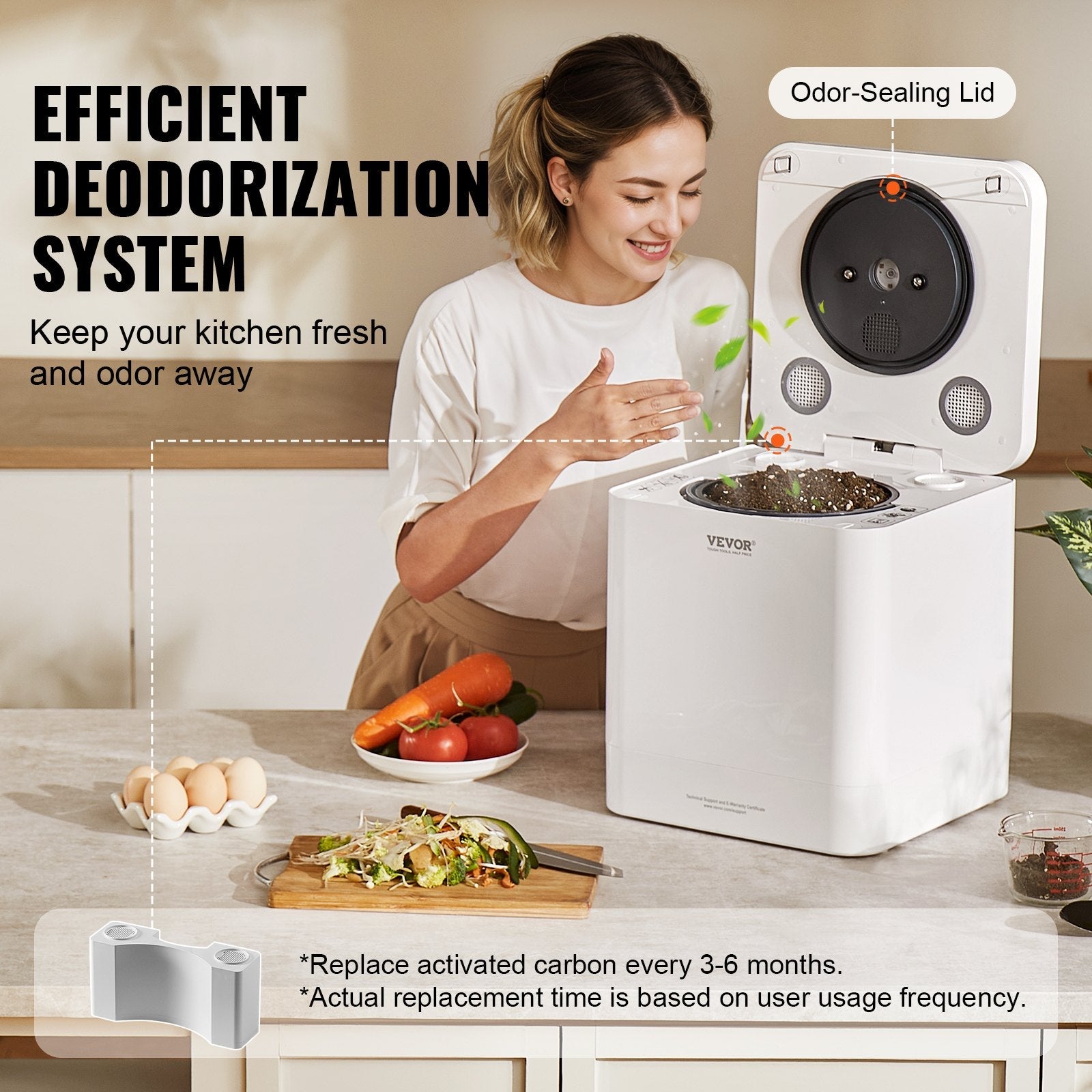 VEVOR Electric Kitchen Composter 5 L Smart Countertop Composter Food Recycler 