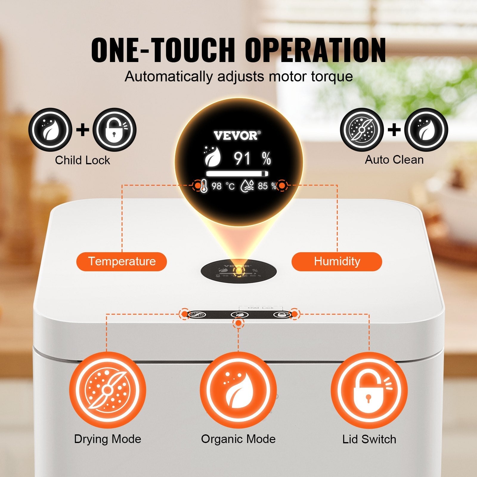 VEVOR Electric Kitchen Composter 5 L Smart Countertop Composter Food Recycler 