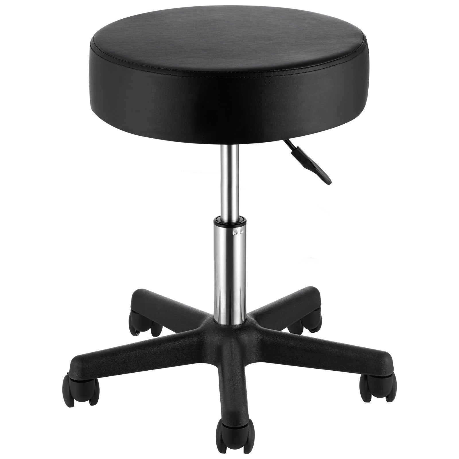 VEVOR Rolling Stools with Wheels, 400 LBS Weight Capacity Adjustable Height Stool with Ultra-Thick Seat Cushion, Swivel Stools Chair for Salon, Bar, Home, Office, Tatoo, Medical, Massage, Black 
