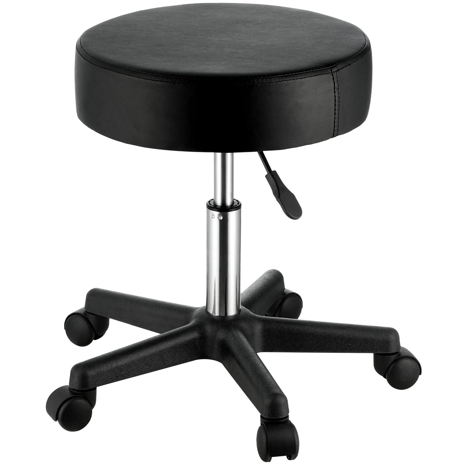 VEVOR Rolling Stools with Wheels, 400 LBS Weight Capacity Adjustable Height Stool with Ultra-Thick Seat Cushion, Swivel Stools Chair for Salon, Bar, Home, Office, Tatoo, Medical, Massage, Black 