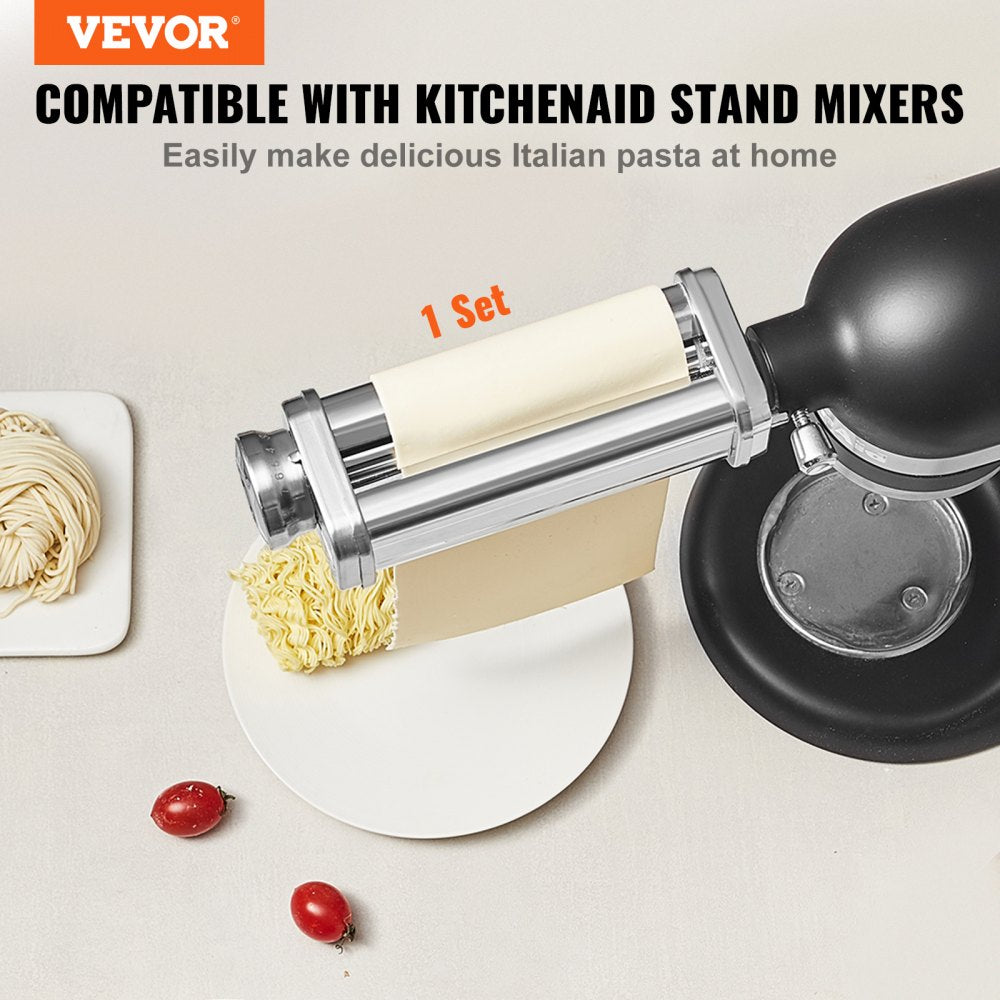 VEVOR Pasta Attachment for KitchenAid Stand Mixer, Stainless Steel Pasta Sheet Roller Attachment, Pasta Maker Machine Accessory with 8 Adjustable Thickness Knob, KitchenAid Pasta Attachment by VEVOR 