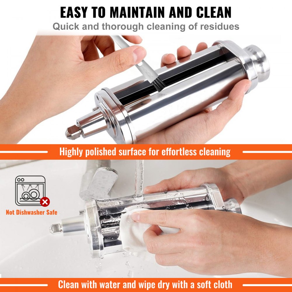 VEVOR Pasta Attachment for KitchenAid Stand Mixer, Stainless Steel Pasta Sheet Roller Attachment, Pasta Maker Machine Accessory with 8 Adjustable Thickness Knob, KitchenAid Pasta Attachment by VEVOR 