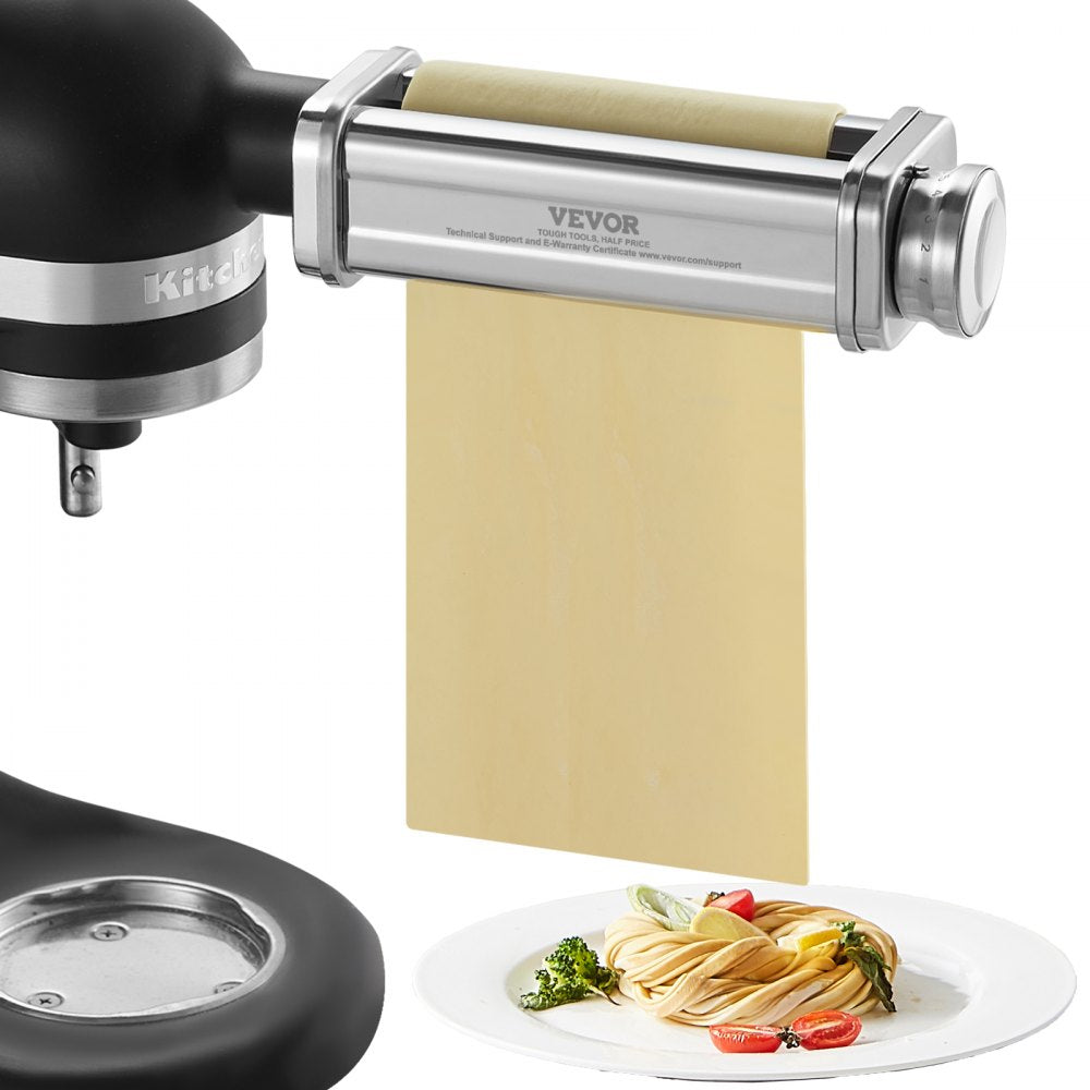 VEVOR Pasta Attachment for KitchenAid Stand Mixer, Stainless Steel Pasta Sheet Roller Attachment, Pasta Maker Machine Accessory with 8 Adjustable Thickness Knob, KitchenAid Pasta Attachment by VEVOR 