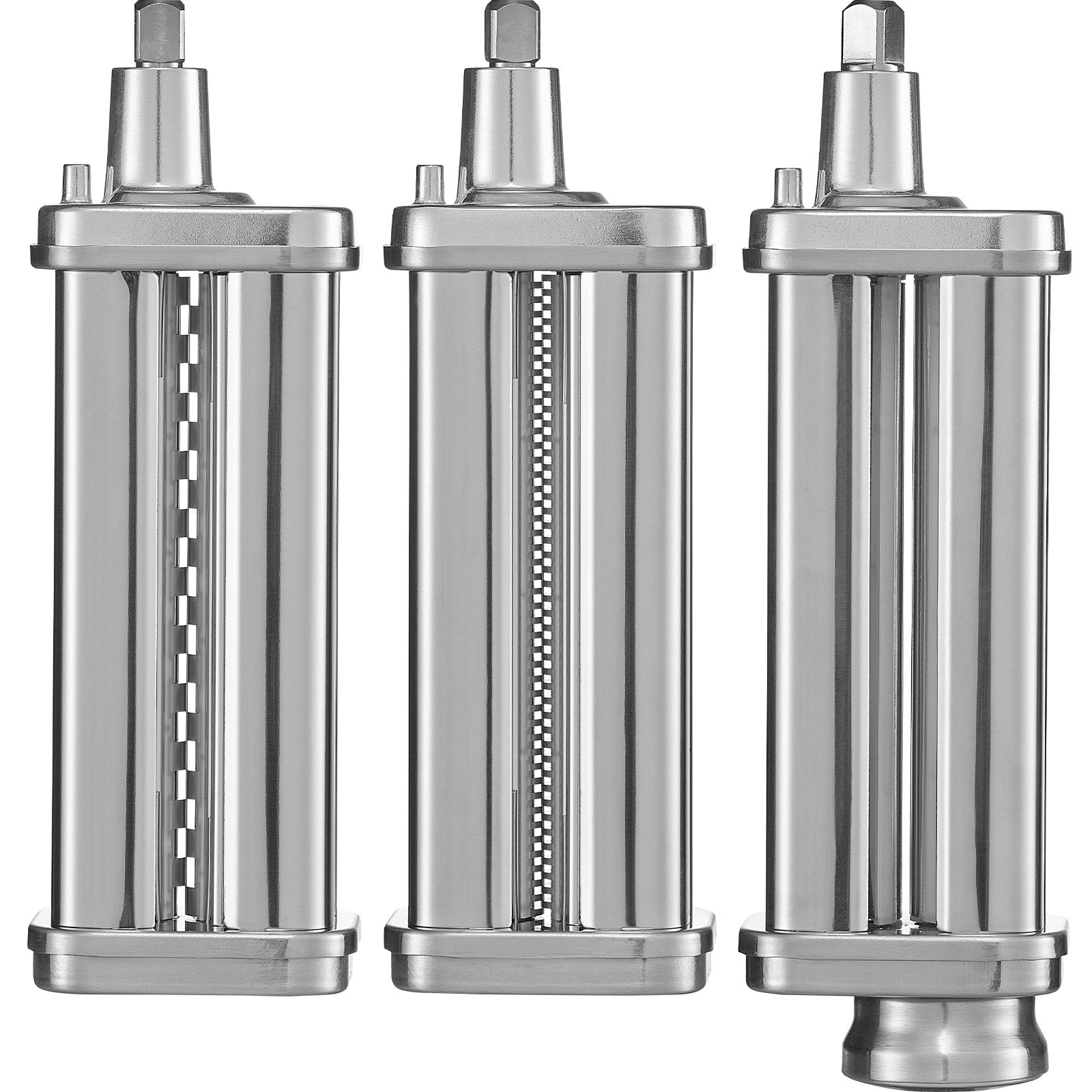 VEVOR Pasta Attachment for KitchenAid Stand Mixer, Stainless Steel Pasta Roller Cutter Set Including Pasta Sheet Roller, Spaghetti and Fettuccine Cutter, 8 Adjustable Thickness Knob Pasta Maker, 3Pcs 