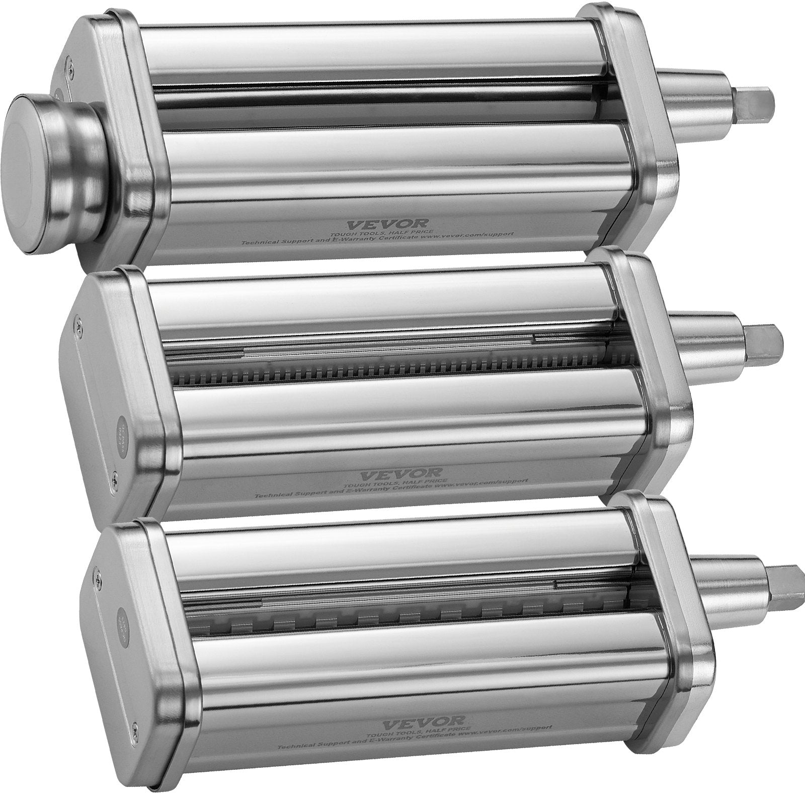 VEVOR Pasta Attachment for KitchenAid Stand Mixer, Stainless Steel Pasta Roller Cutter Set Including Pasta Sheet Roller, Spaghetti and Fettuccine Cutter, 8 Adjustable Thickness Knob Pasta Maker, 3Pcs 